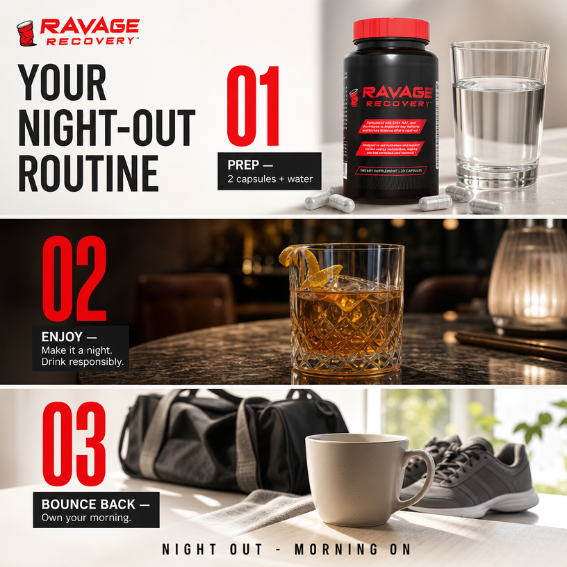 The three-step Ravage Recovery night-out routine: prep, enjoy, bounce back